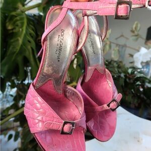 Vintage Dolce & Gabbana Pink Alligator Platform Heels